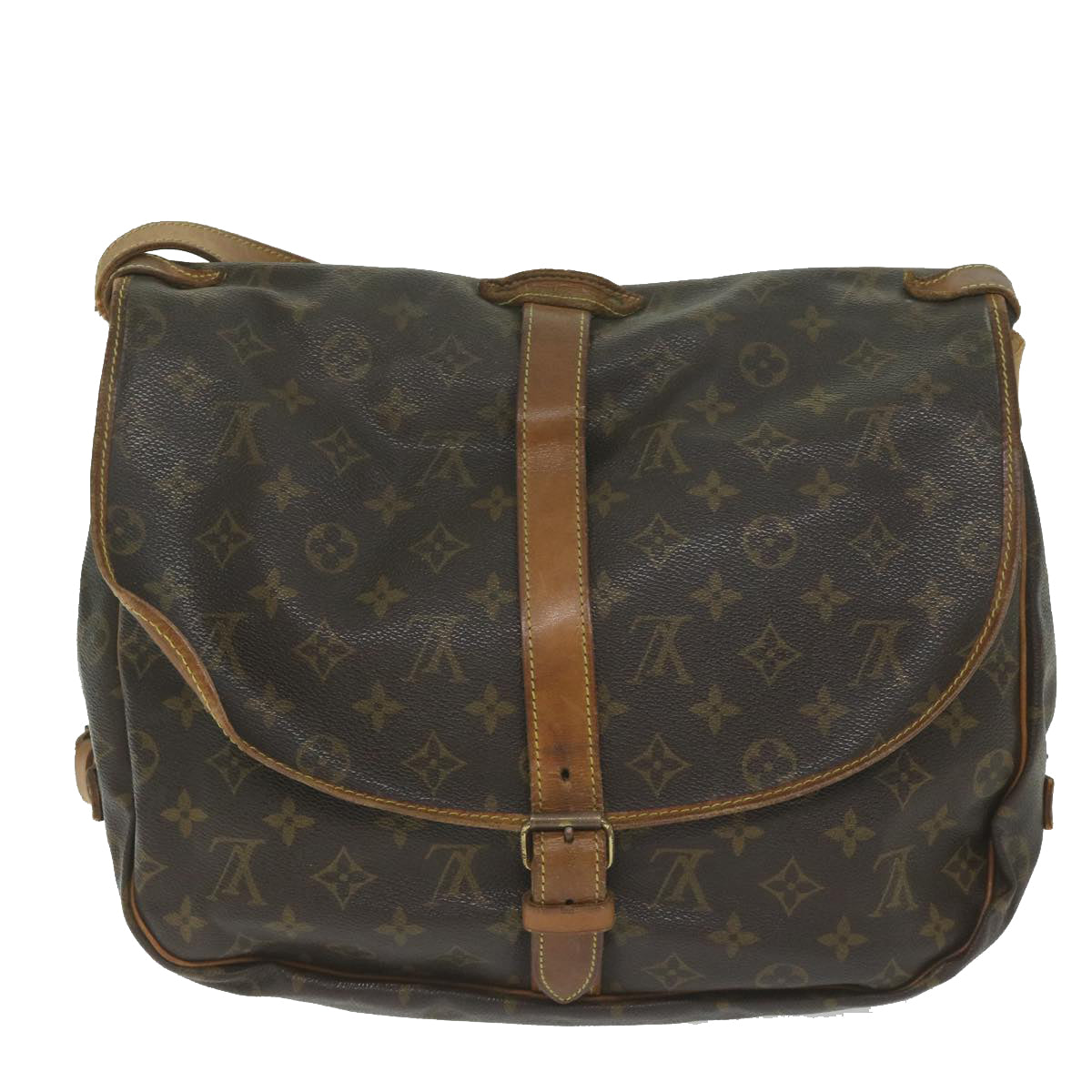 LOUIS VUITTON Monogram Saumur 35 Shoulder Bag M42254 LV Auth 62950