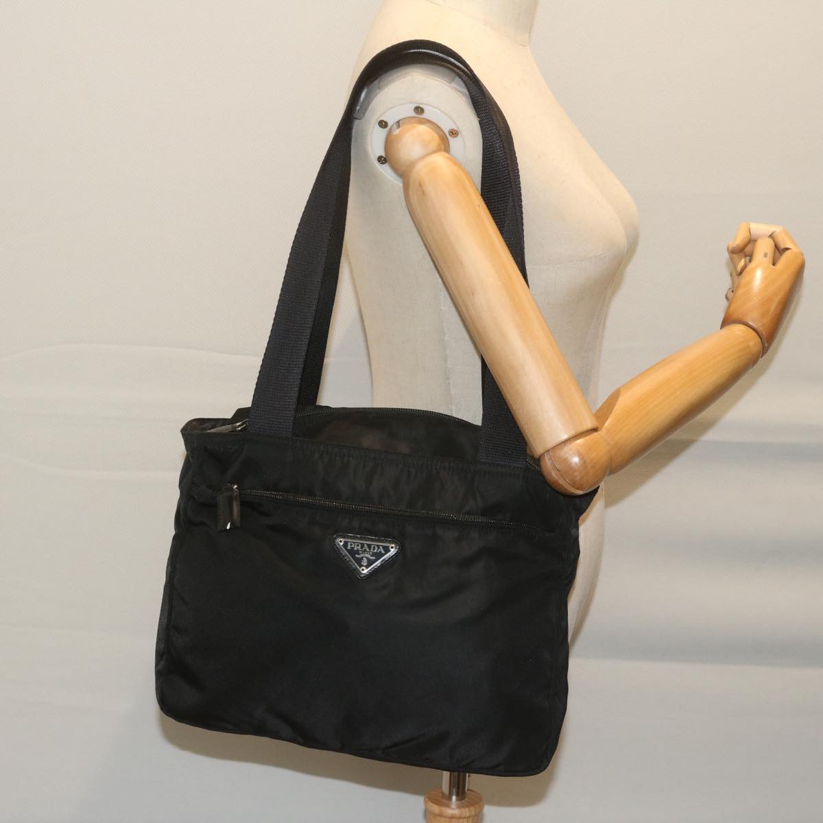 PRADA Shoulder Bag Nylon Black Auth 62986