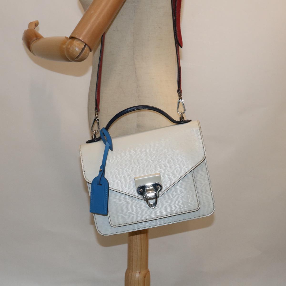 LOUIS VUITTON Epi Neo Monceau Shoulder Bag 2way White Blue M55392 LV Auth 62996A