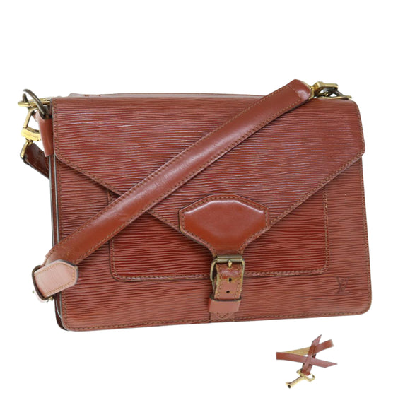 LOUIS VUITTON Epi Biface Hand Bag 2way Brown M52323 LV Auth 63093