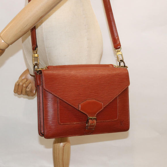 LOUIS VUITTON Epi Biface Hand Bag 2way Brown M52323 LV Auth 63093