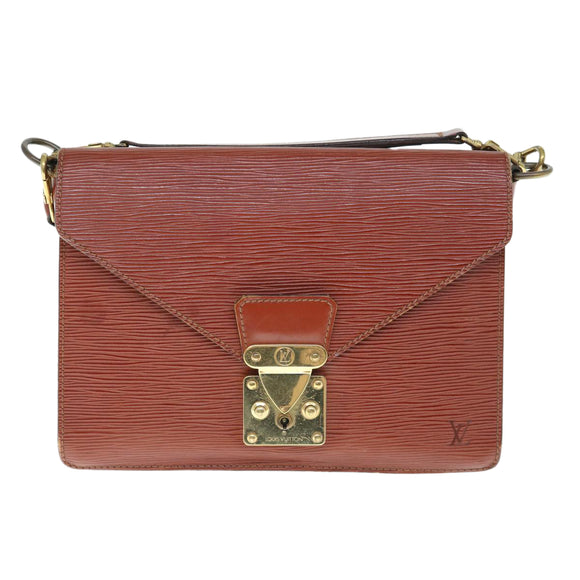 LOUIS VUITTON Epi Biface Hand Bag 2way Brown M52323 LV Auth 63093