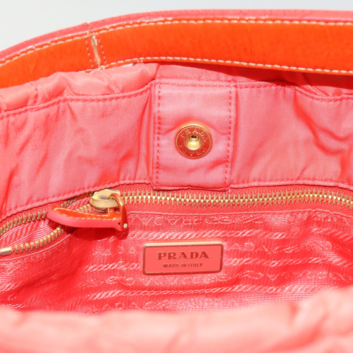 PRADA Hand Bag Nylon Orange Auth 63117