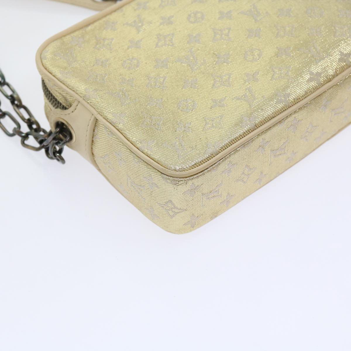 LOUIS VUITTON Monogram Shine Chain McKenna Shoulder Bag Silver M92362 Auth 63151