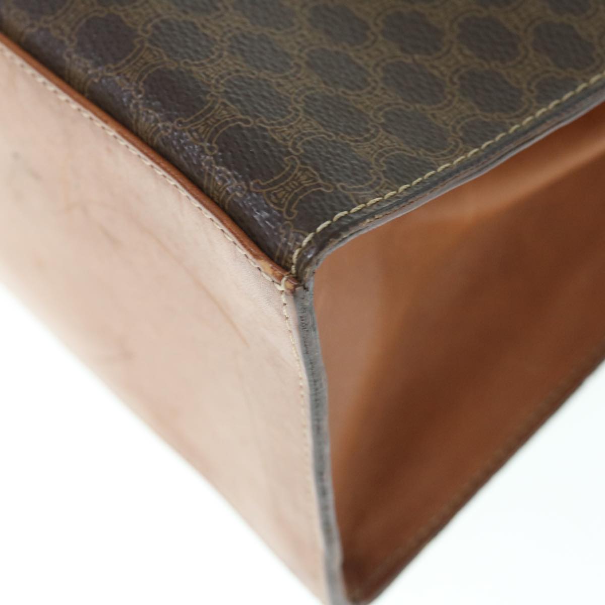 CELINE Macadam Canvas Hand Bag PVC Leather Brown Auth 63166