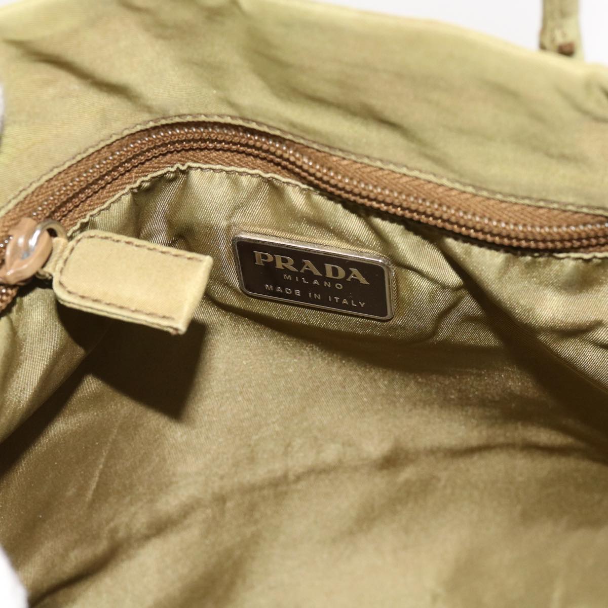 PRADA Hand Bag Nylon Khaki Auth 63208