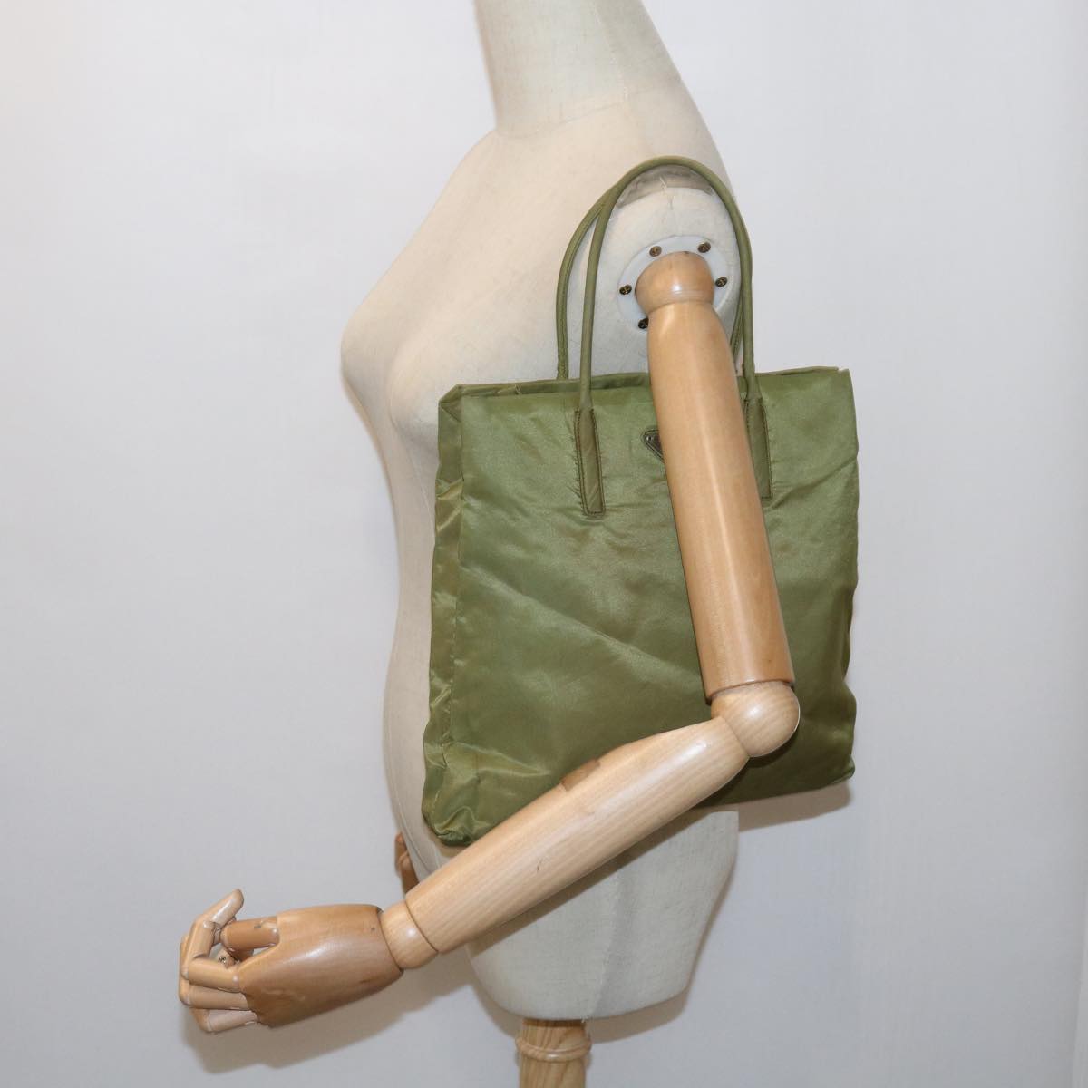 PRADA Hand Bag Nylon Khaki Auth 63208