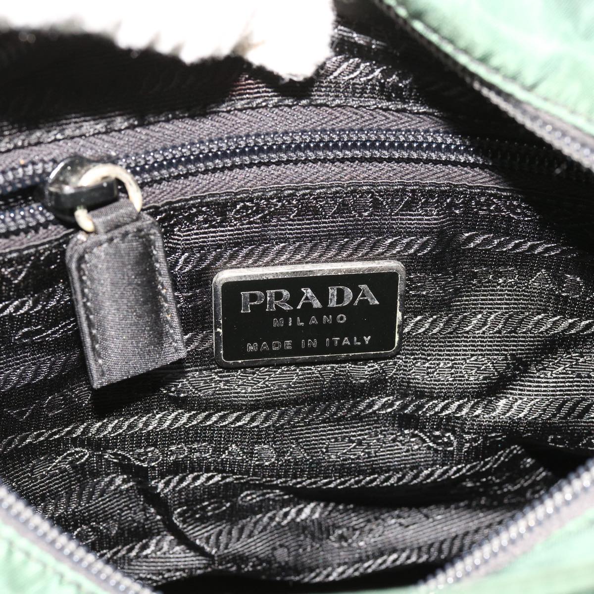 PRADA Hand Bag Nylon Green Auth 63209
