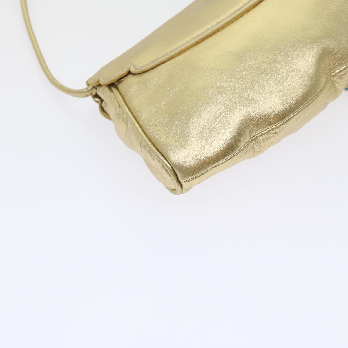 CELINE Hand Bag Leather Gold Auth 63297