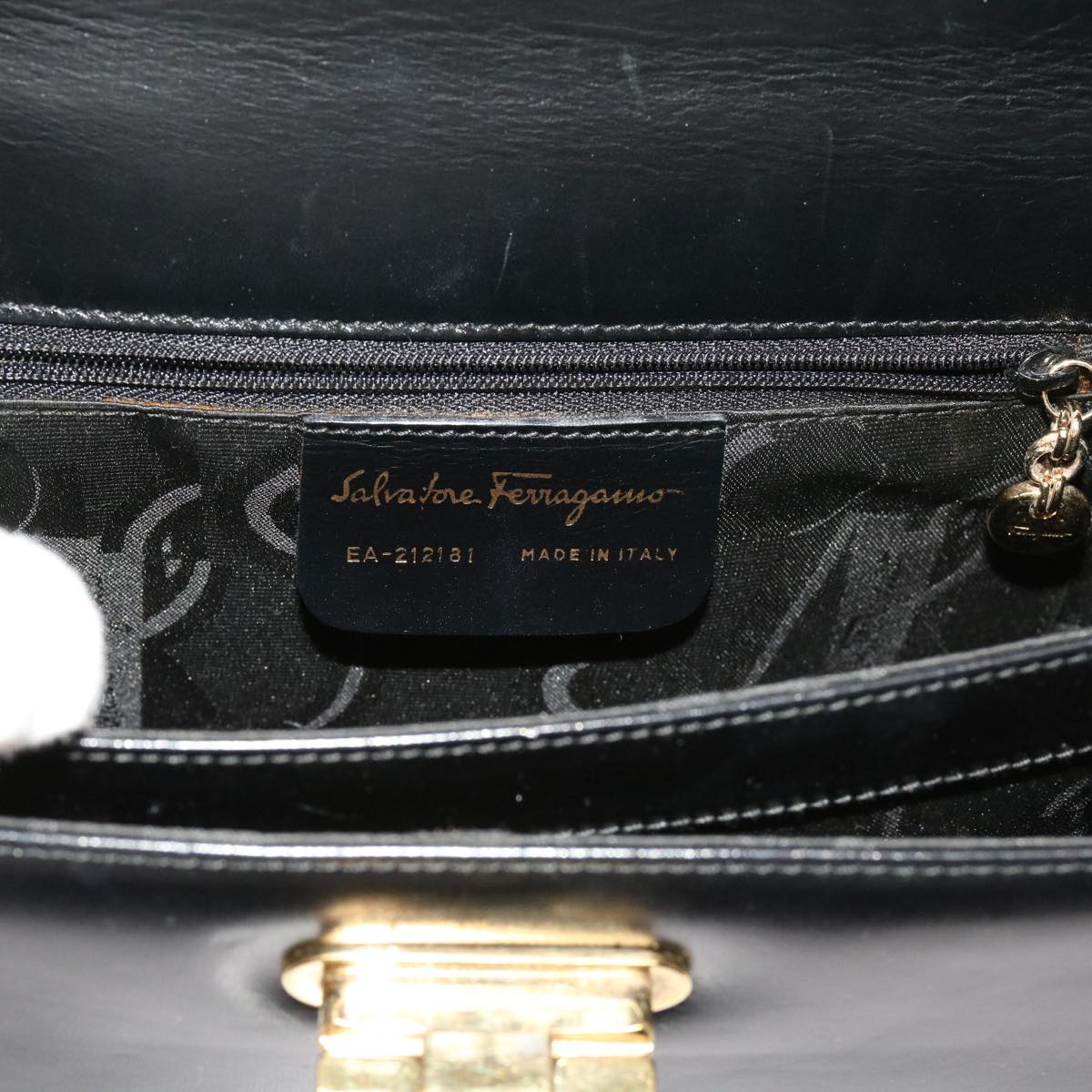 Salvatore Ferragamo Gancini Hand Bag Leather 2way Black Auth 63434