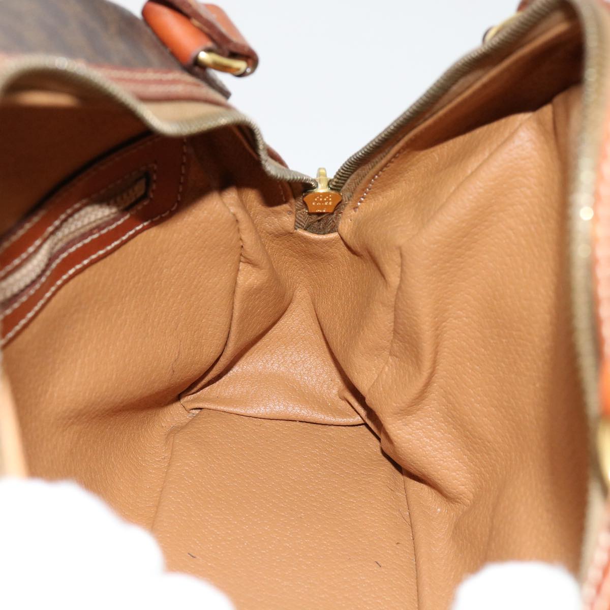 CELINE Macadam Canvas Hand Bag PVC Leather Brown Auth 63440