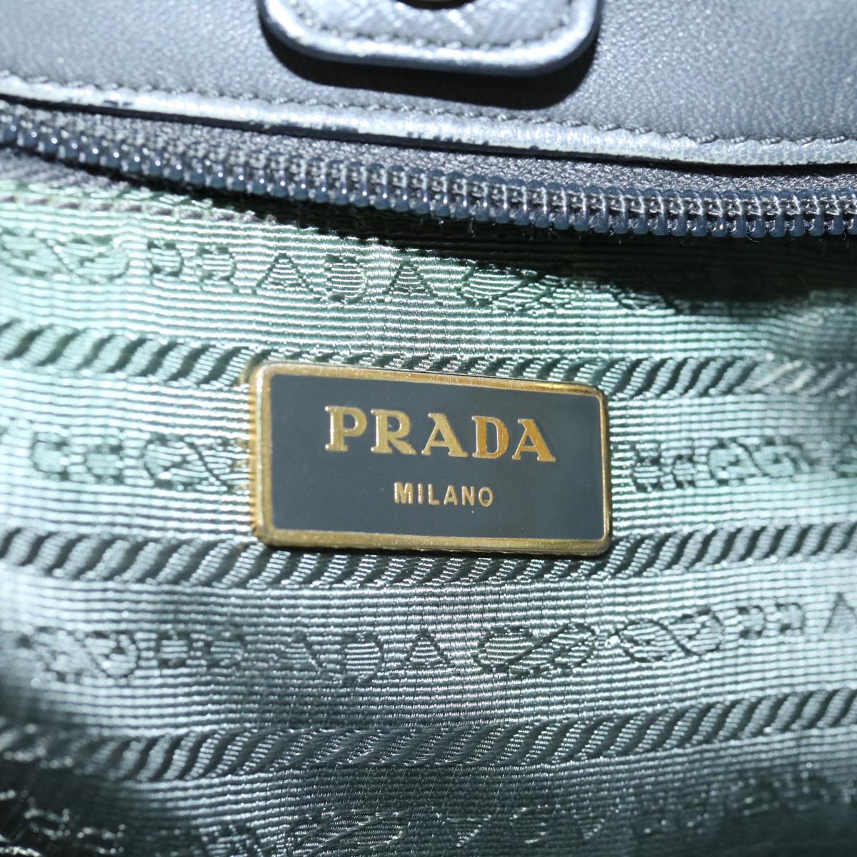 PRADA Hand Bag Nylon Green Auth 63527