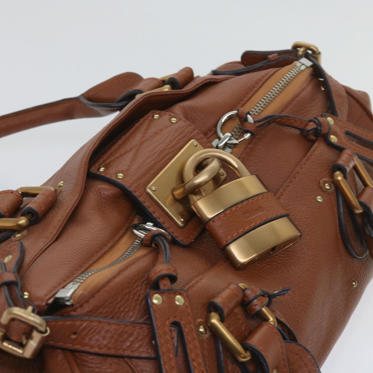 Chloe Paddington Hand Bag Leather Brown Auth 63548