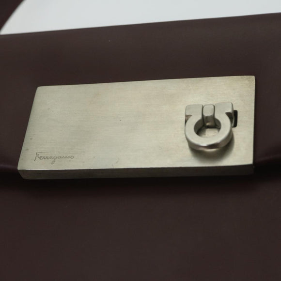 Salvatore Ferragamo Gancini Shoulder Bag Leather Bordeaux Auth 63551