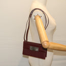 Salvatore Ferragamo Gancini Shoulder Bag Leather Bordeaux Auth 63551-21