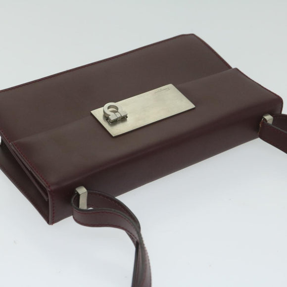 Salvatore Ferragamo Gancini Shoulder Bag Leather Bordeaux Auth 63551