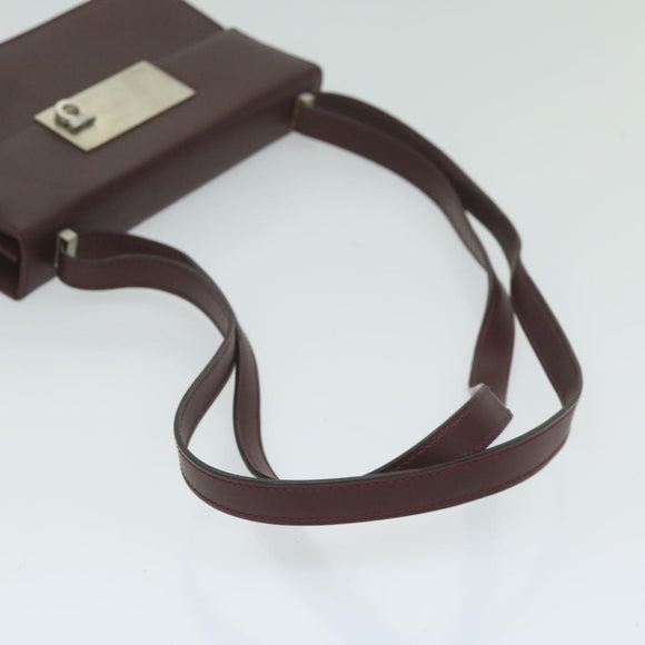 Salvatore Ferragamo Gancini Shoulder Bag Leather Bordeaux Auth 63551