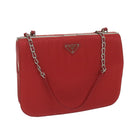 PRADA Chain Shoulder Bag Nylon Red Auth 63571-1