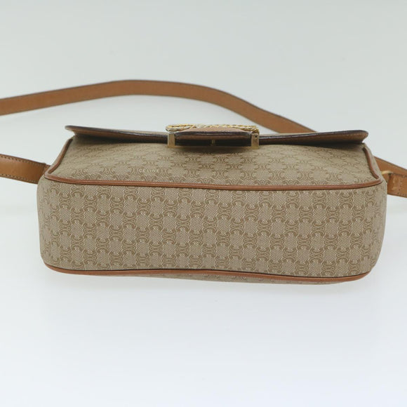 CELINE Macadam Canvas Shoulder Bag Beige Auth 63574