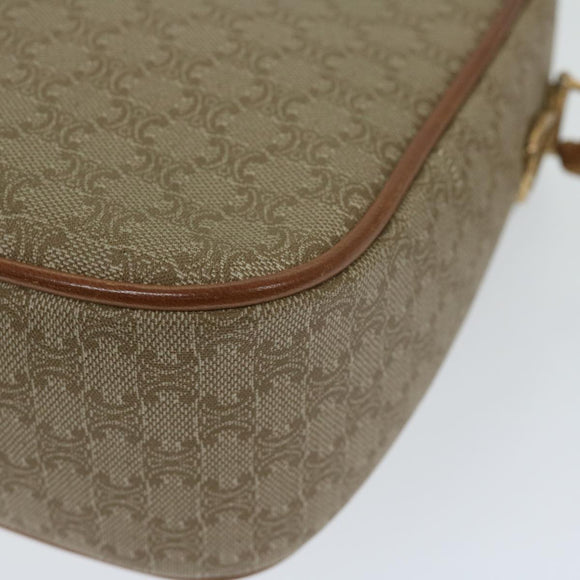 CELINE Macadam Canvas Shoulder Bag Beige Auth 63574