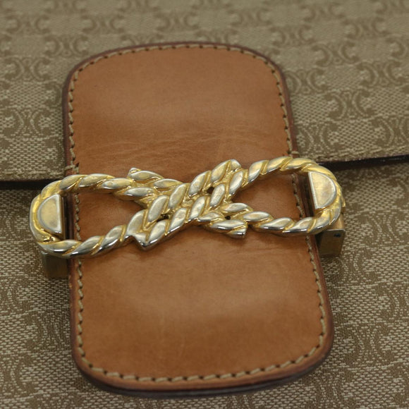 CELINE Macadam Canvas Umhängetasche Beige Auth 63574