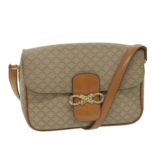 CELINE Macadam Canvas Umhängetasche Beige Auth 63574