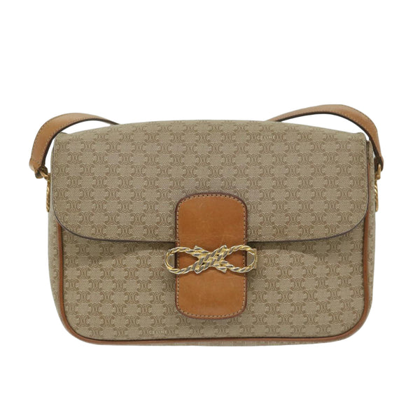 CELINE Macadam Canvas Umhängetasche Beige Auth 63574