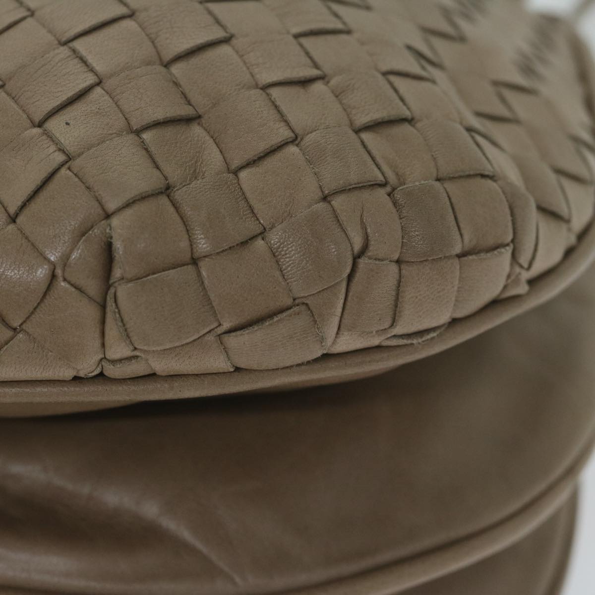 BOTTEGAVENETA INTRECCIATO Shoulder Bag Leather Beige Auth 63605