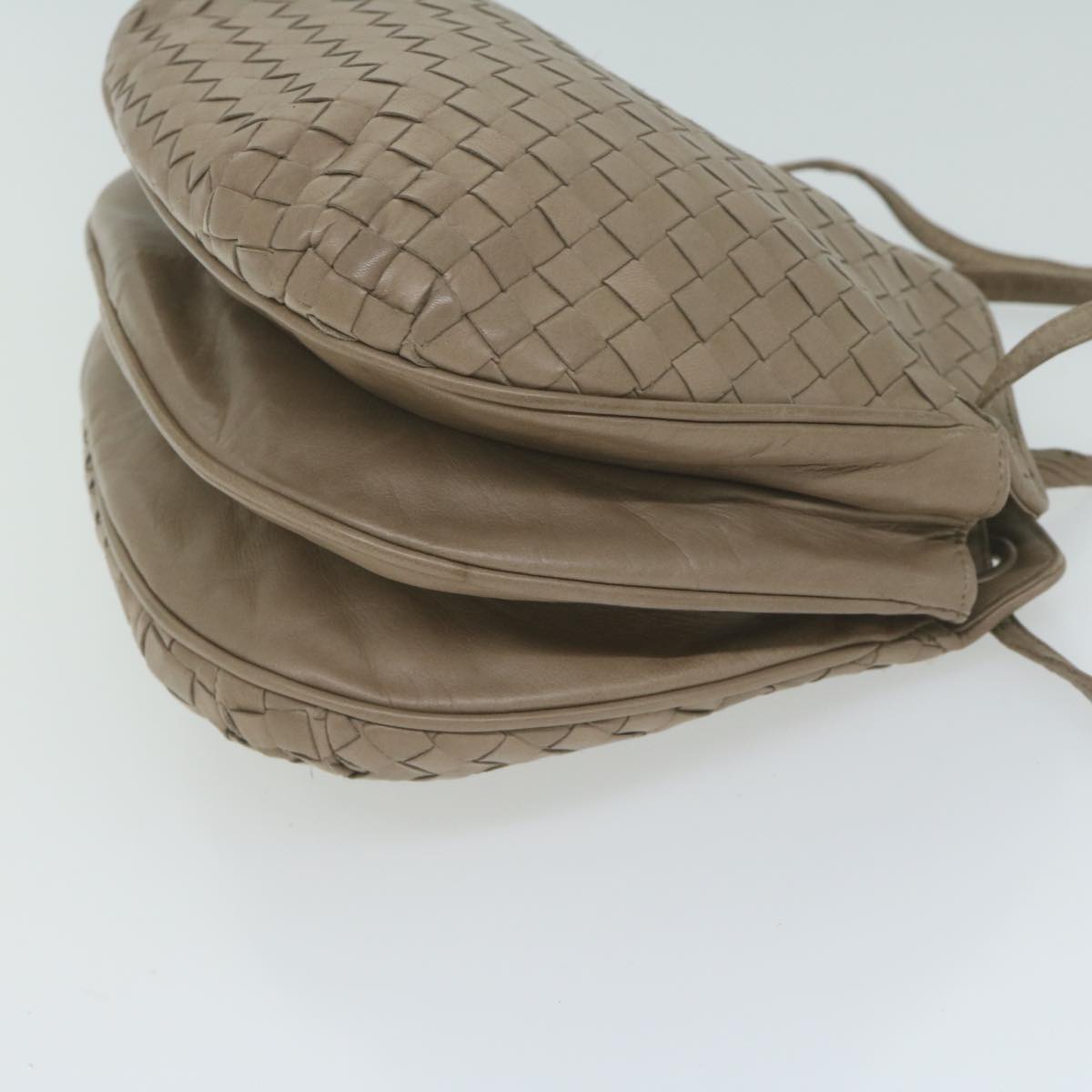 BOTTEGAVENETA INTRECCIATO Shoulder Bag Leather Beige Auth 63605