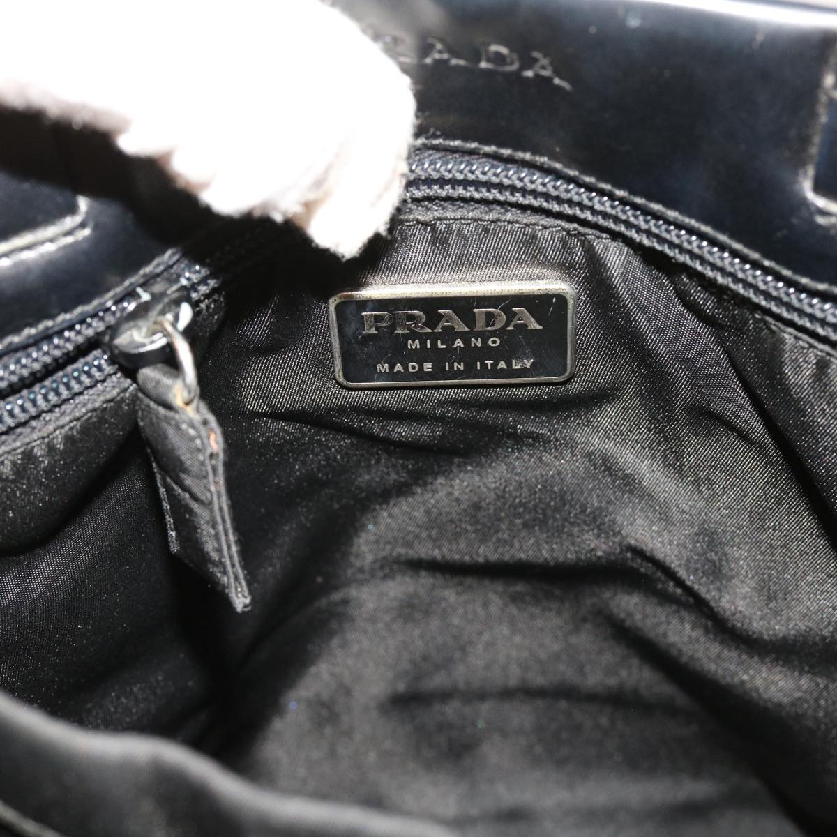 PRADA Hand Bag Nylon Black Auth 63615