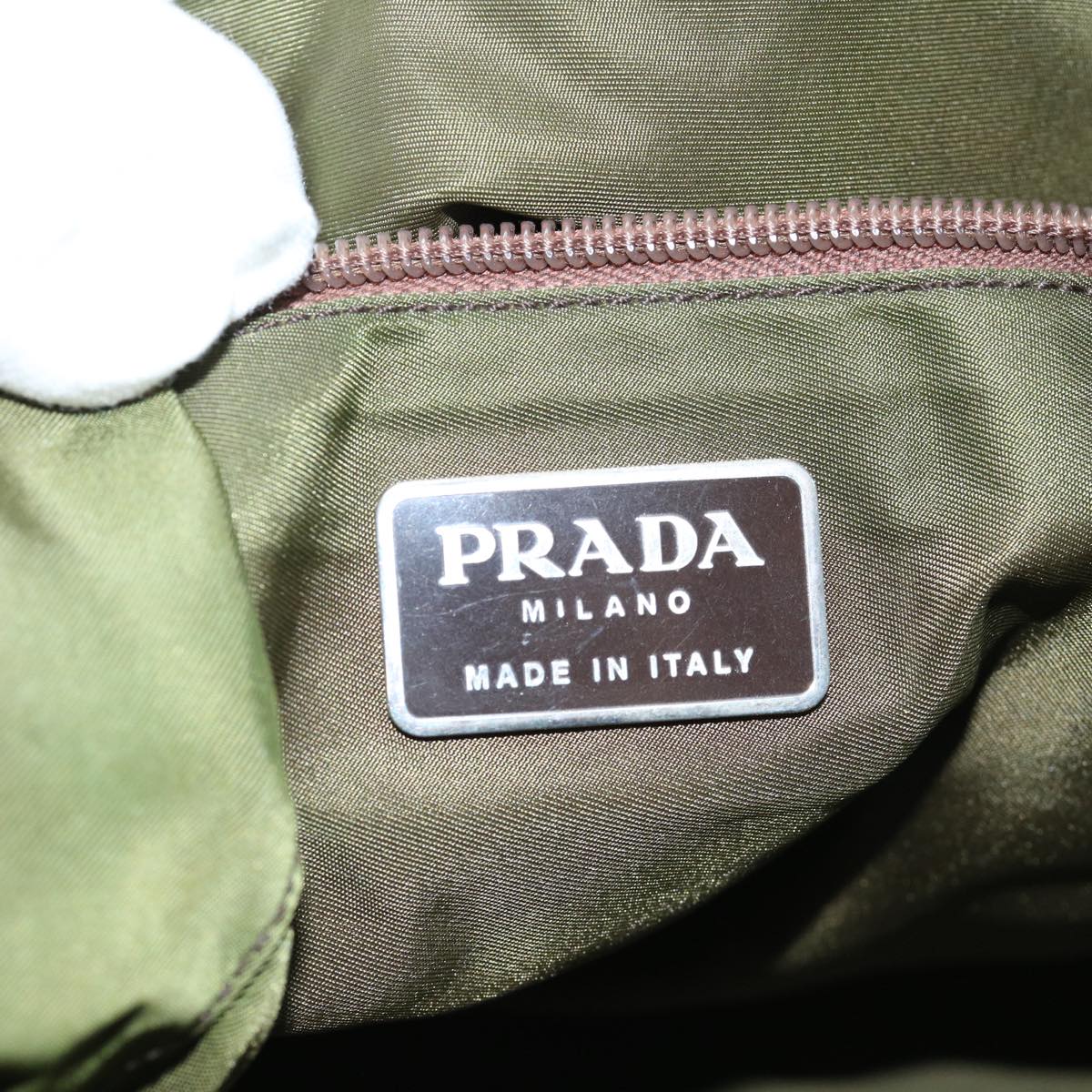 PRADA Shoulder Bag Nylon Khaki Auth 63632