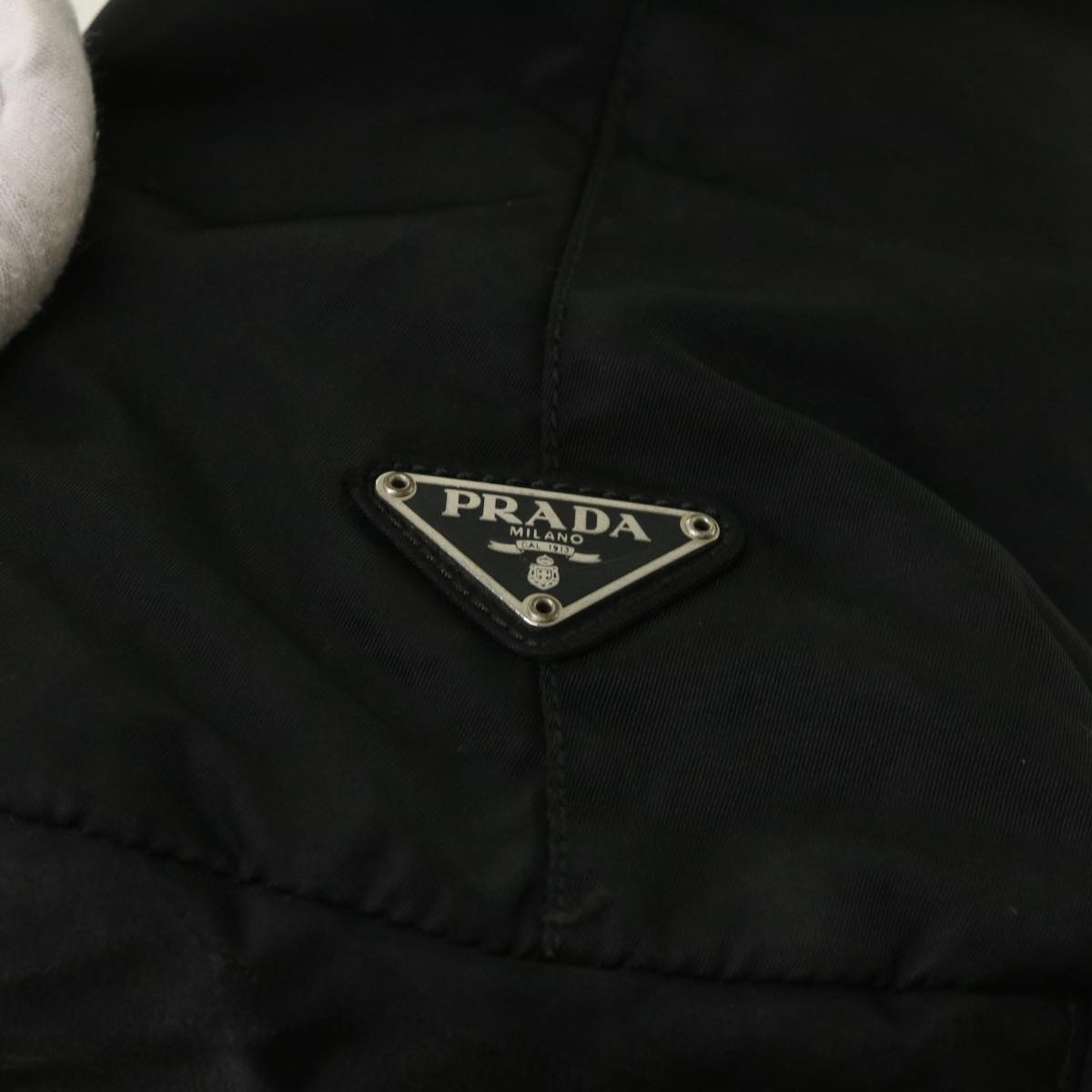 PRADA Shoulder Bag Nylon Black Auth 63672