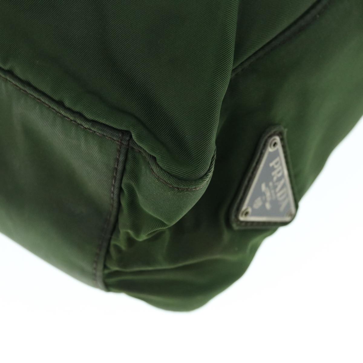 PRADA Hand Bag Nylon Green Auth 63703