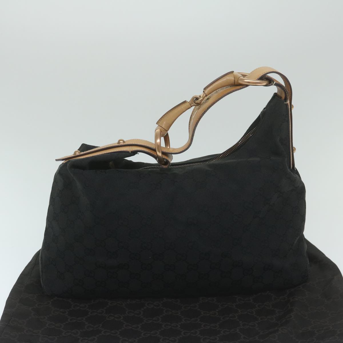 GUCCI GG Canvas Shoulder Bag Black 115867 Auth 63735