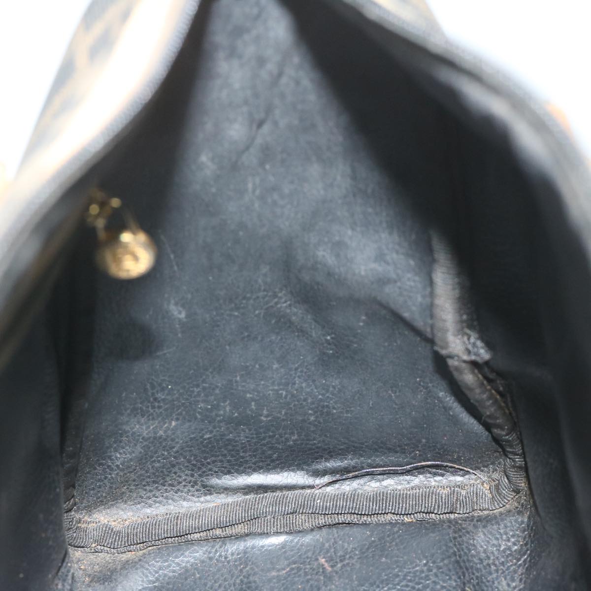 FENDI Zucca Canvas Hand Bag Black Brown Auth 63796