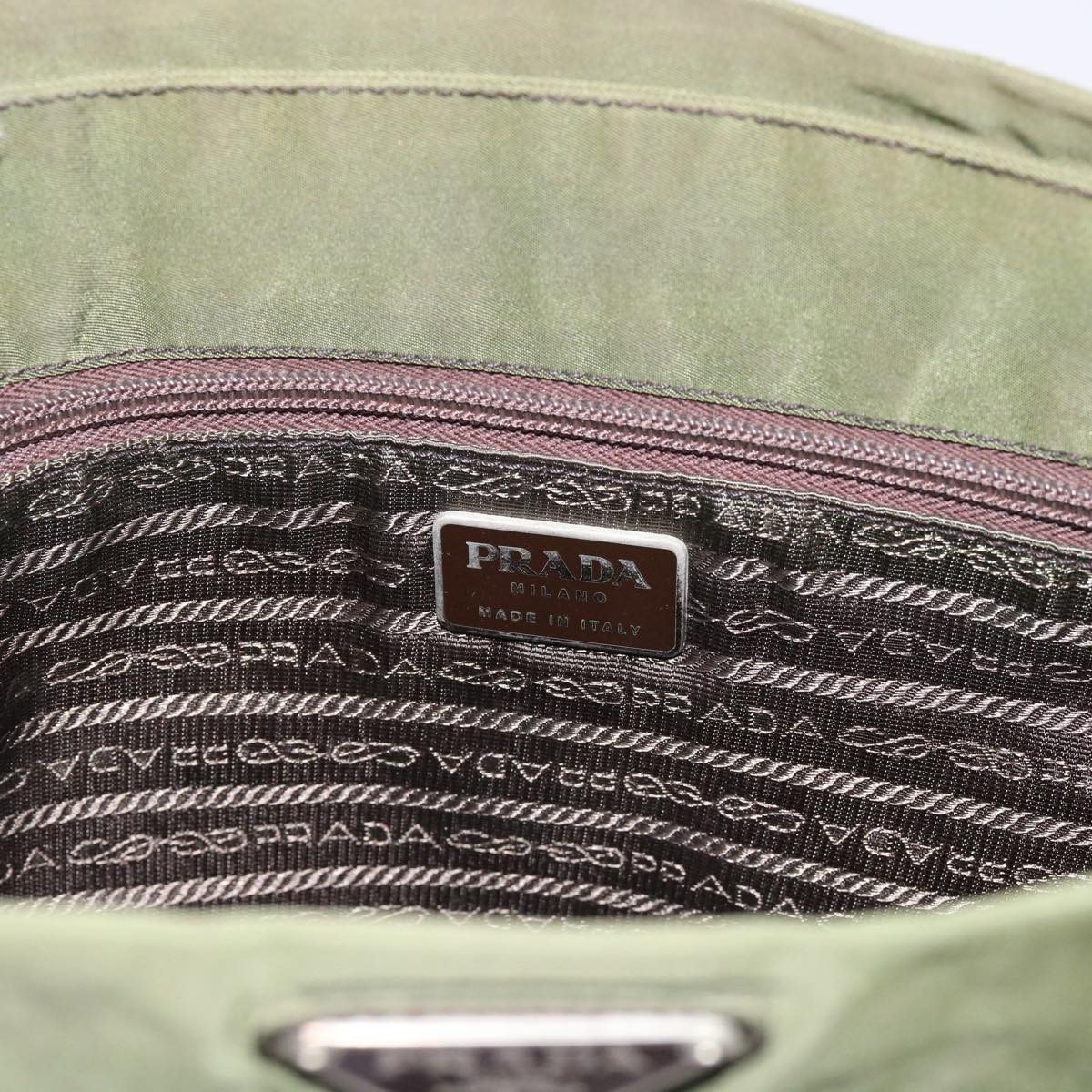 PRADA Shoulder Bag Nylon Khaki Auth 63873