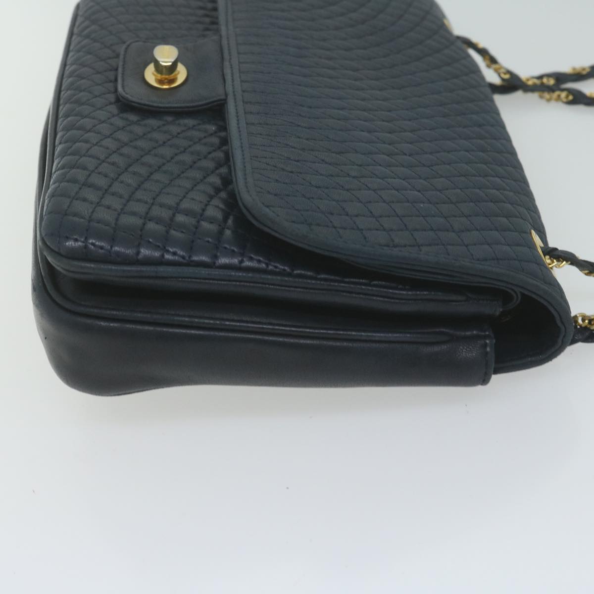 BALLY Chain Shoulder Bag Leather Navy Auth 63901