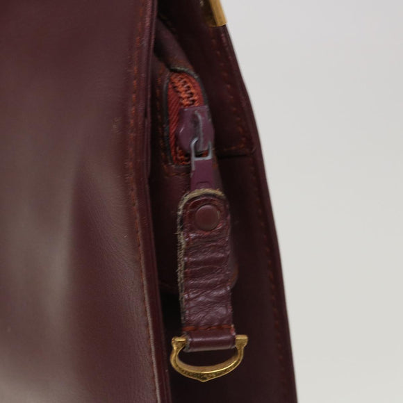 CARTIER Clutch Bag Leather Wine Red Auth 63905