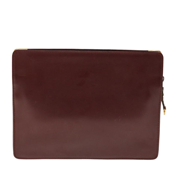 CARTIER Clutch-Tasche Leder Weinrot Original 63905