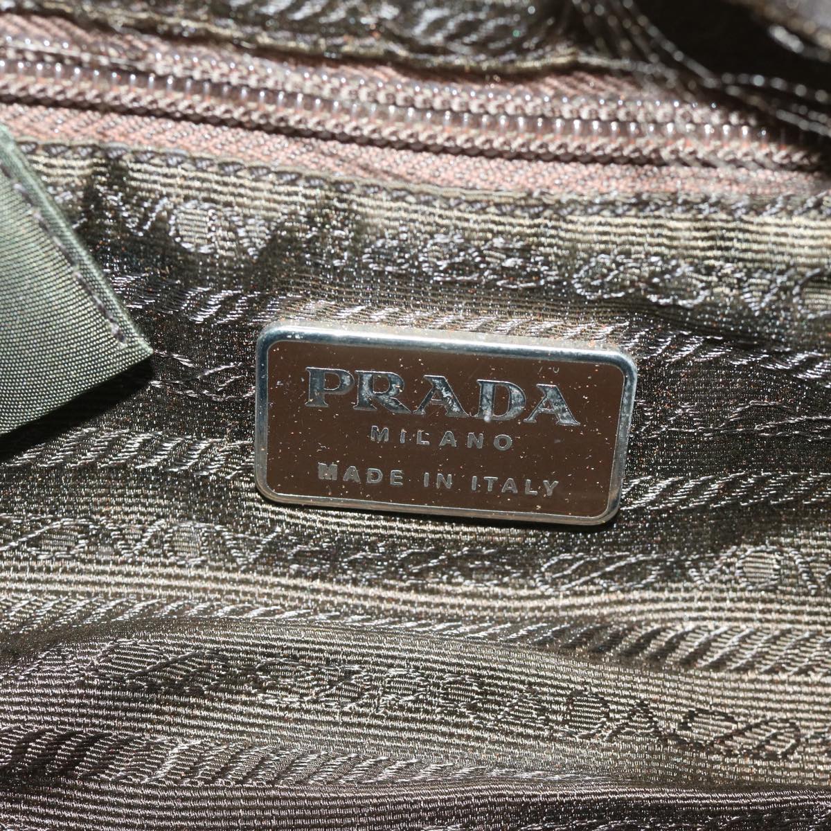 PRADA Hand Bag Nylon Khaki Auth 63973