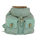 GUCCI Bamboo Backpack Suede Light Blue Auth 63986-13