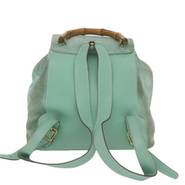 GUCCI Bamboo Backpack Suede Light Blue Auth 63986 - 0