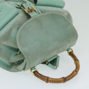 GUCCI Bamboo Backpack Suede Light Blue Auth 63986-6