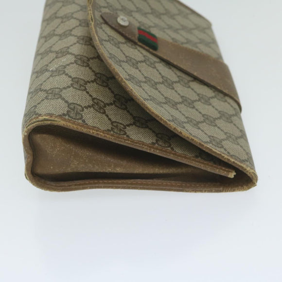 GUCCI GG Canvas Web Sherry Line Clutch Bag PVC Beige Green Red Auth 64005
