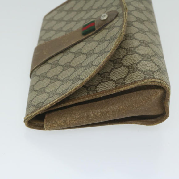 GUCCI GG Canvas Web Sherry Line Clutch Bag PVC Beige Green Red Auth 64005