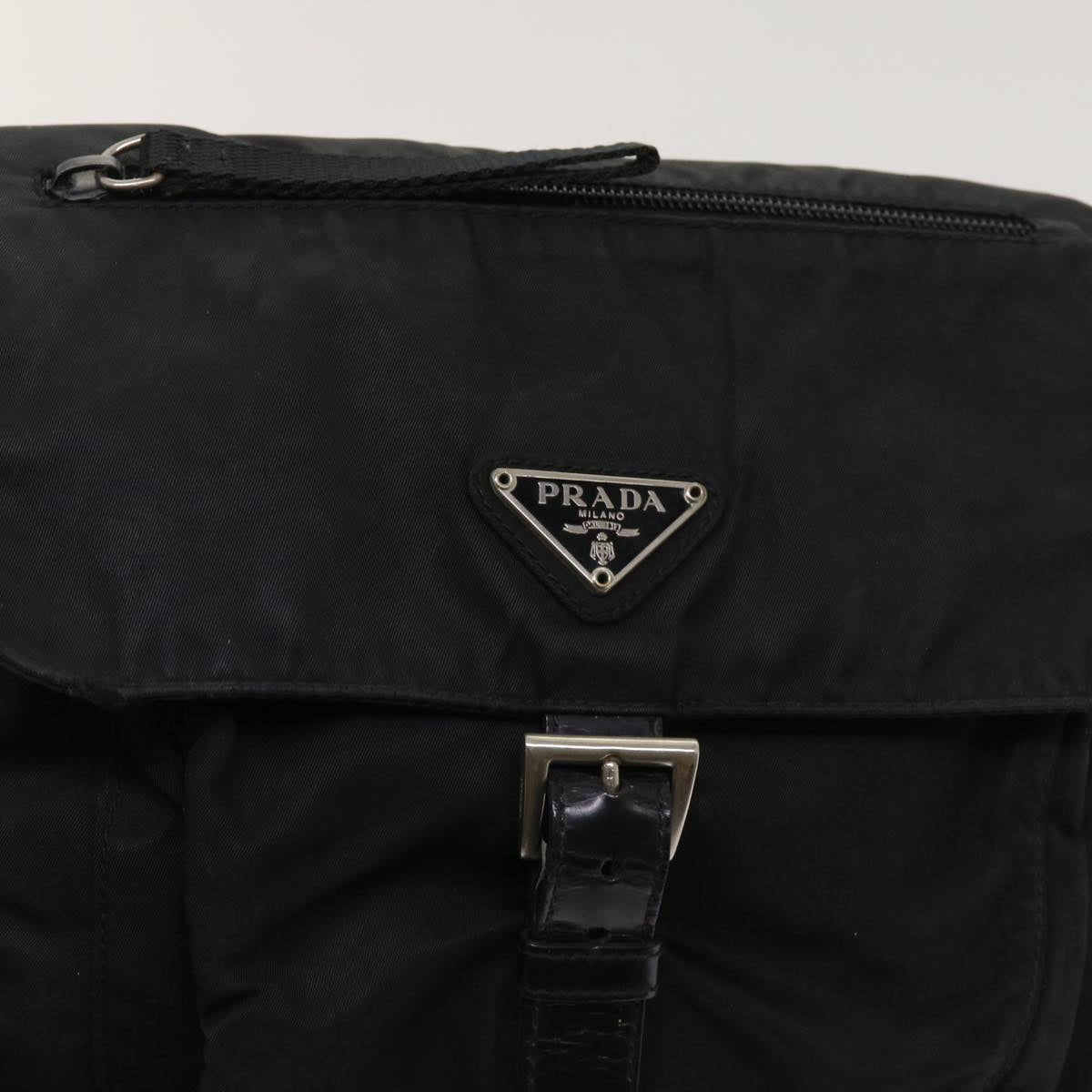 PRADA Shoulder Bag Nylon Black Auth 64011