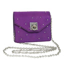 CELINE Chain Pouch Satin Purple Auth 64134-1