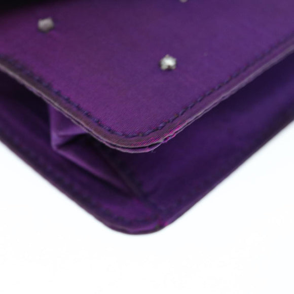 CELINE Chain Pouch Satin Purple Auth 64134
