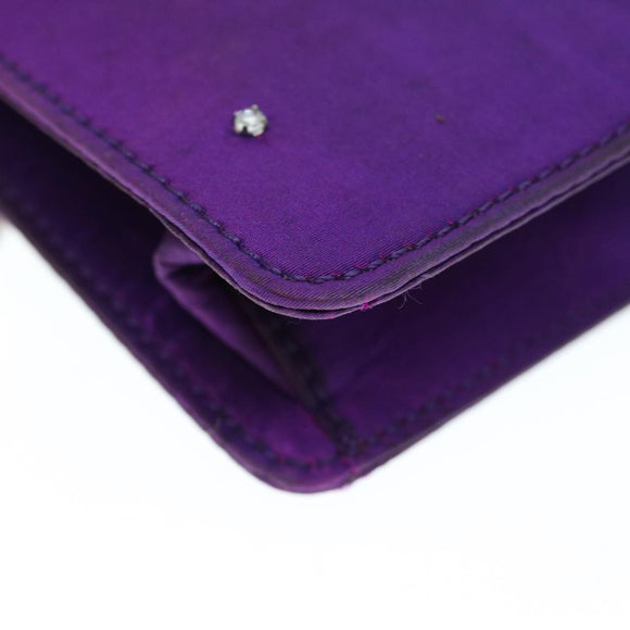 CELINE Chain Pouch Satin Purple Auth 64134