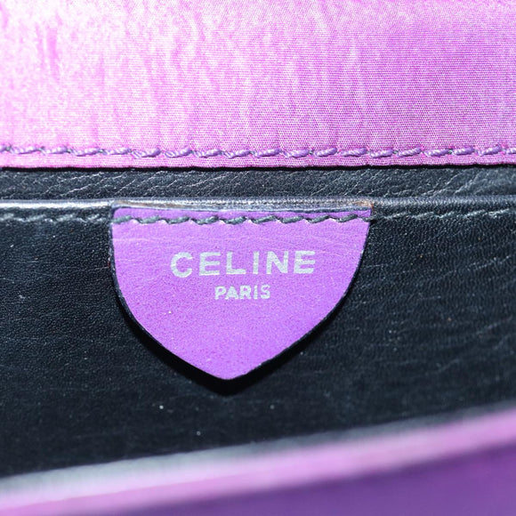 CELINE Chain Pouch Satin Lila Auth 64134